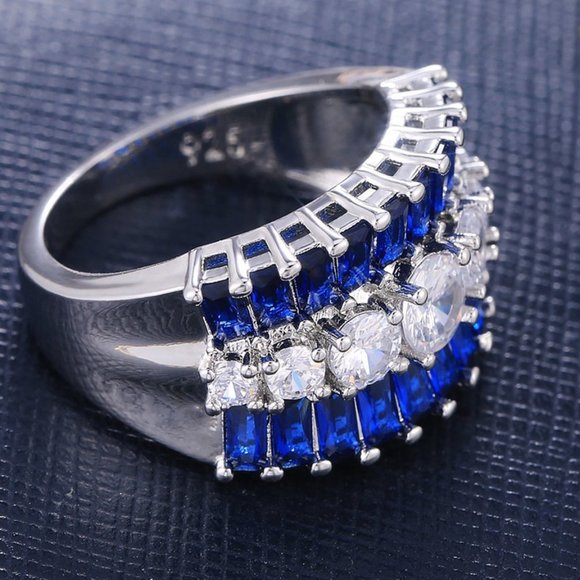 💥 Fashion Eternity Trendy Full Around Sapphire Beautiful Ring for Women,PD456 - Picture 5 of 10